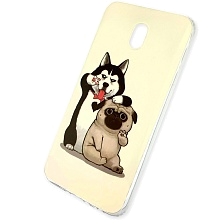 Чехол накладка для XIAOMI Redmi 8A, силикон, глянец, рисунок Друзья Мопс и Лайка.
