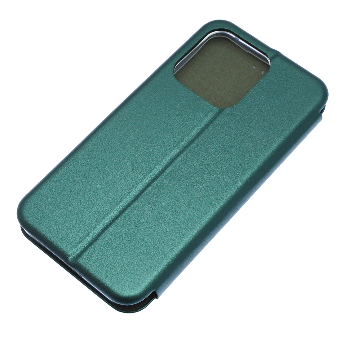Чехол книжка STYLISH для Realme 15T, силикон, экокожа, визитница, цвет темно зеленый