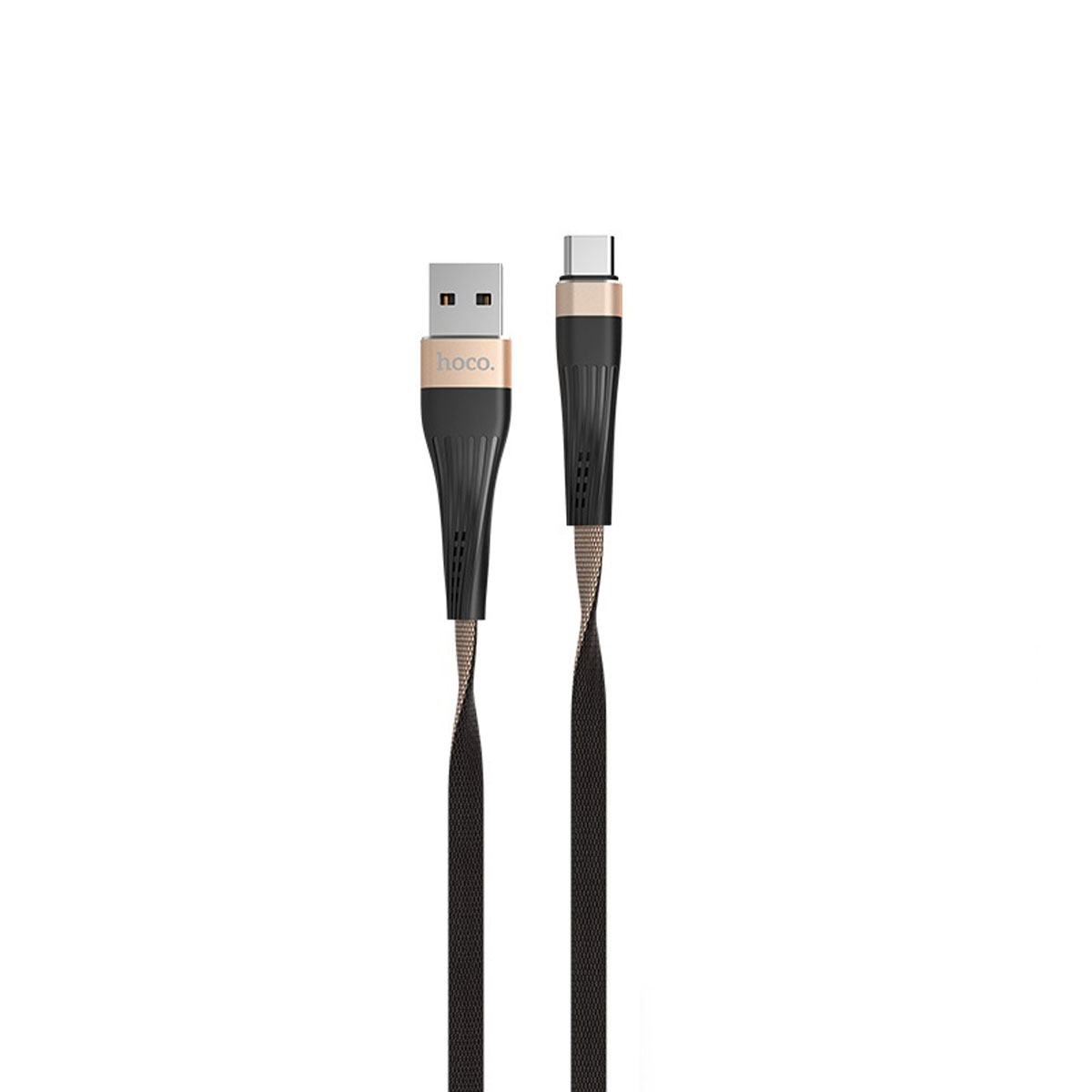 Кабель HOCO U39 Slender USB Type C, 2.4A, длина 1.2 метра, цвет черно золотистый