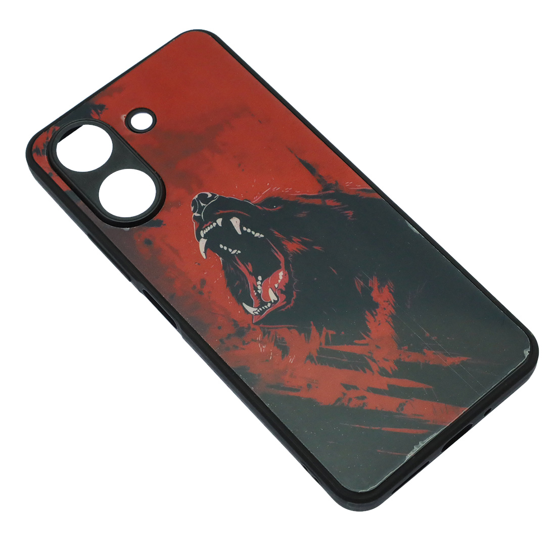 Чехол накладка для XIAOMI Redmi 13C, POCO C65, пластик, силикон, защита камеры, рисунок Рычащий медведь