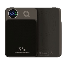 Внешний портативный аккумулятор, Power Bank QAYAN QPB-135, беспроводная зарядка 15W, 10000 mAh, PD22.5W, LED дисплей, цвет черный