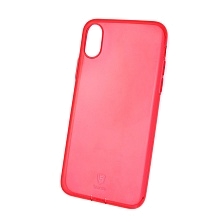 Чехол накладка BASEUS Pluggy для APPLE iPhone X, силикон, цвет прозрачно розовый.