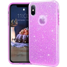 Чехол накладка Shine для APPLE iPhone X, iPhone XS, силикон, блестки, цвет пурпурный