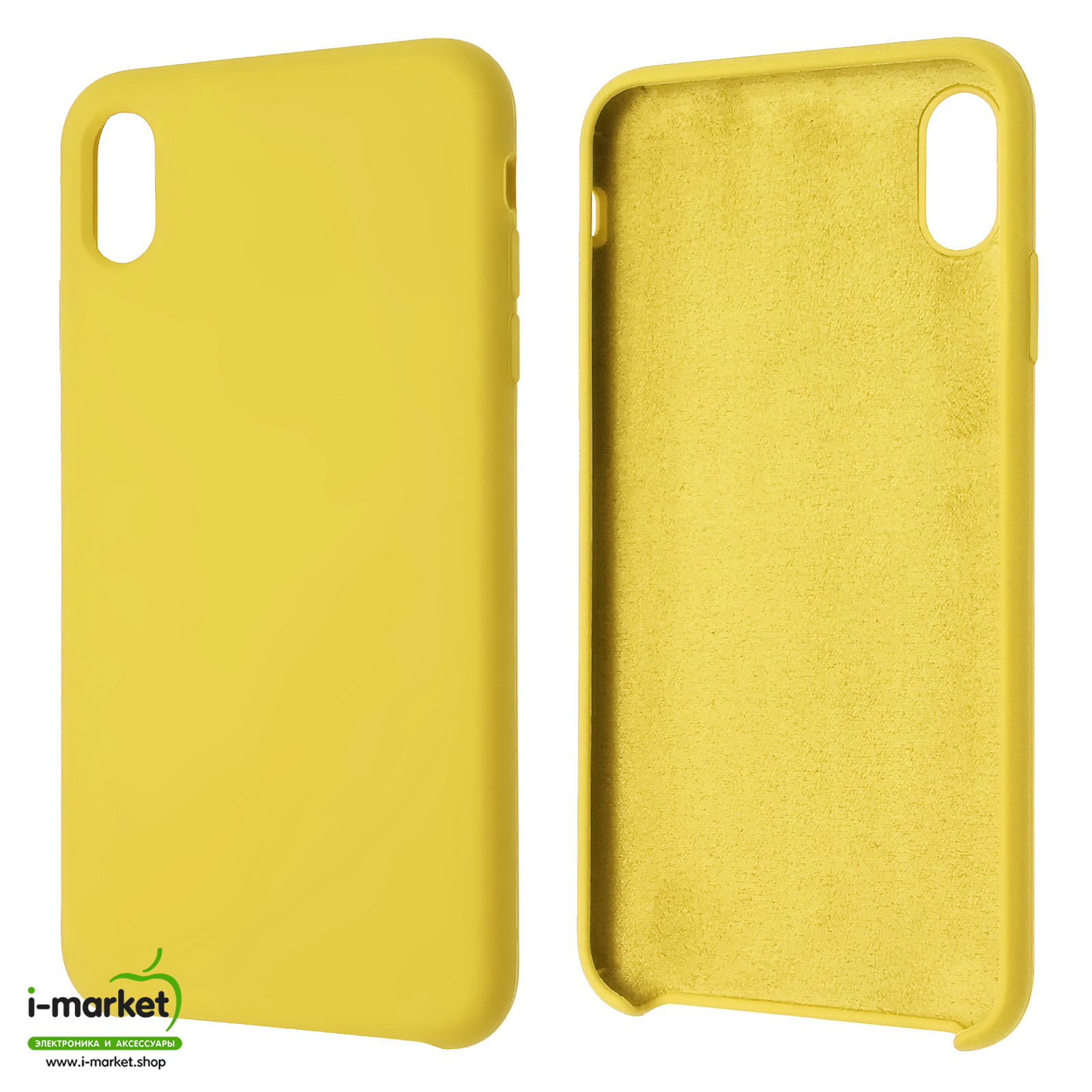 Чехол накладка Silicon Case для APPLE iPhone XS MAX, силикон, бархат, цвет светло желтый
