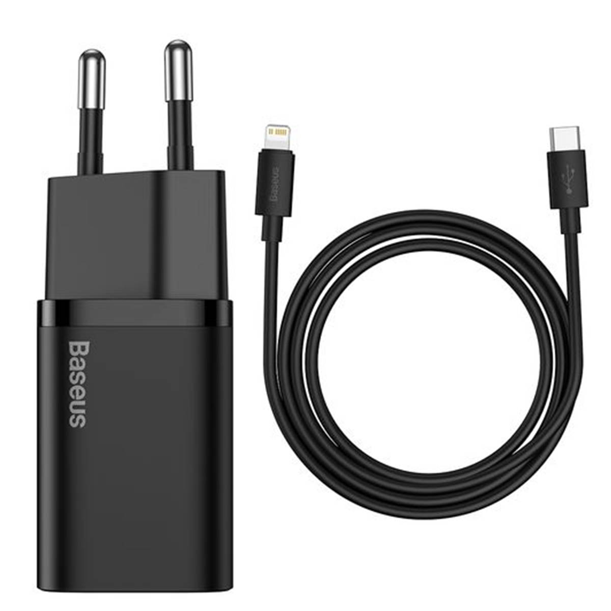 СЗУ (Сетевое зарядное устройство) BASEUS Super Si Quick Charger 1C 20W с кабелем USB Type-C на Lightning 8 pin, цвет черный