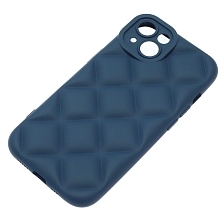 Чехол накладка для APPLE iPhone 14 (6.1"), силикон, 3D ромб, цвет темно синий Чехол накладка для APPLE iPhone 14 (6.1"), силикон, 3D ромб, цвет темно синий