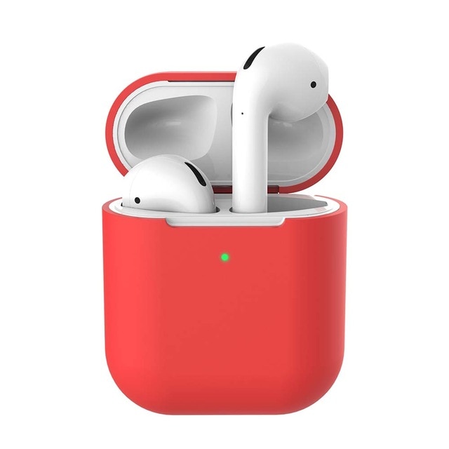 Чехол Silicon Case Slim для беспроводных наушников APPLE AirPods 1, AirPods 2, силикон, цвет красный