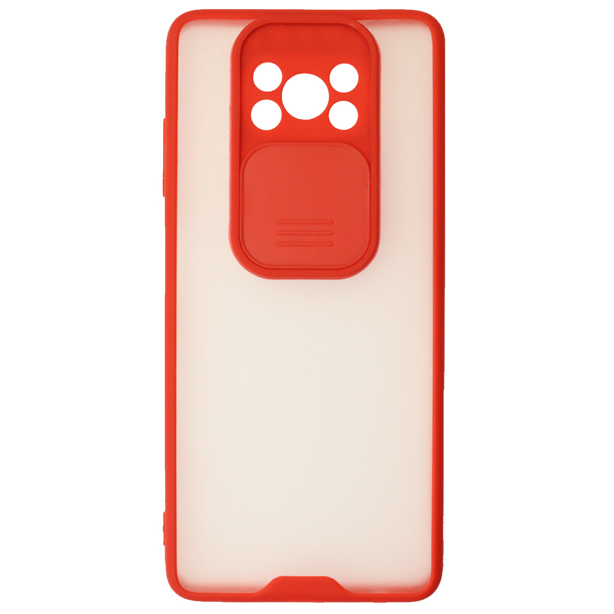 Чехол накладка LIFE TIME для XIAOMI POCO X3, POCO X3 Pro, силикон, пластик, матовый, со шторкой для защиты задней камеры, цвет окантовки красный