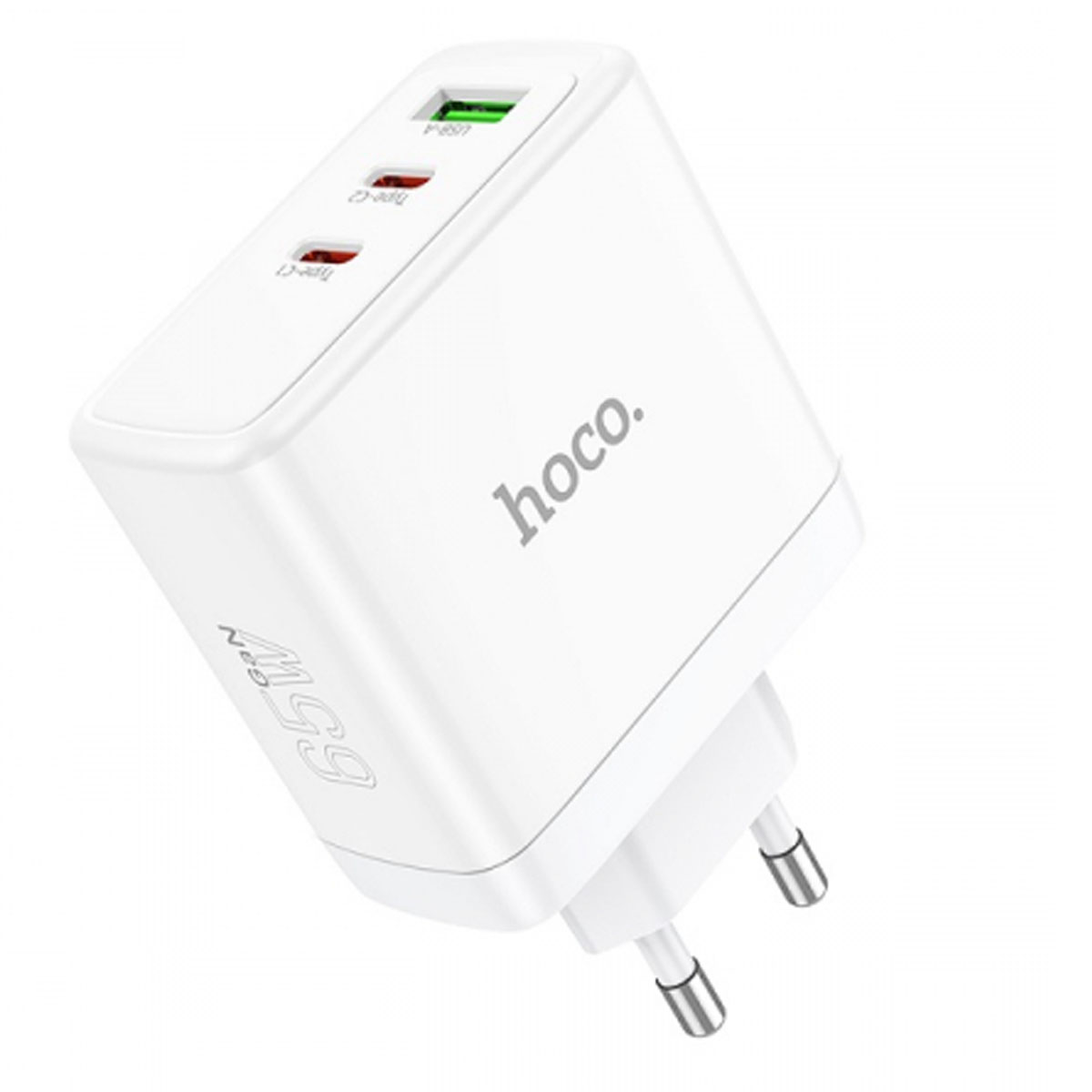 СЗУ (Сетевое зарядное устройство) HOCO N30 Glory, 65W, 2 USB Type C, 1 USB, цвет белый
