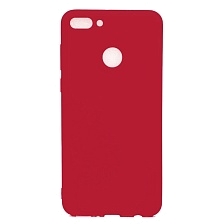 Чехол-накладка для HUAWEI Y9 2018 силиконовая матовая, цвет красный.