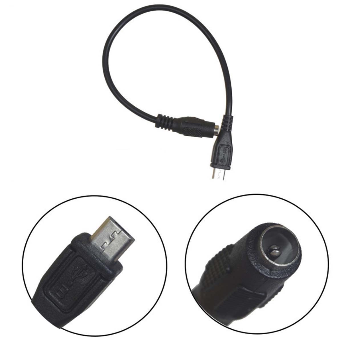 Переходник H14, с 5.5*2.1 F на Micro USB M, длина 12см, цвет черный