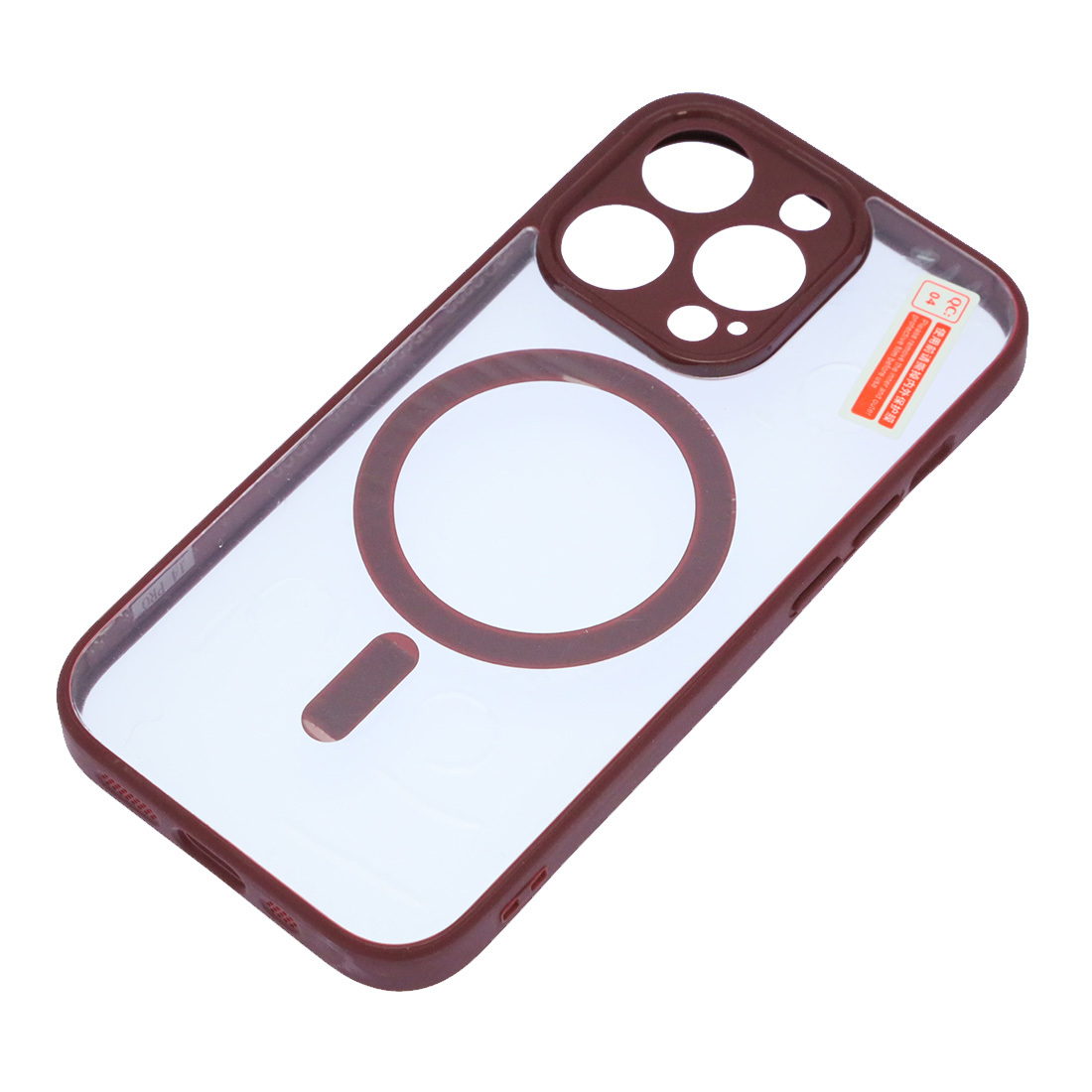 Чехол накладка Magnetic с поддержкой MagSafe для APPLE iPhone 14 Pro, силикон, защита камеры, цвет окантовки бордовый