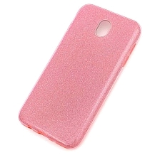 Чехол накладка Shine для SAMSUNG Galaxy J7 2017 (SM-J730), силикон, блестки, цвет коралловый.