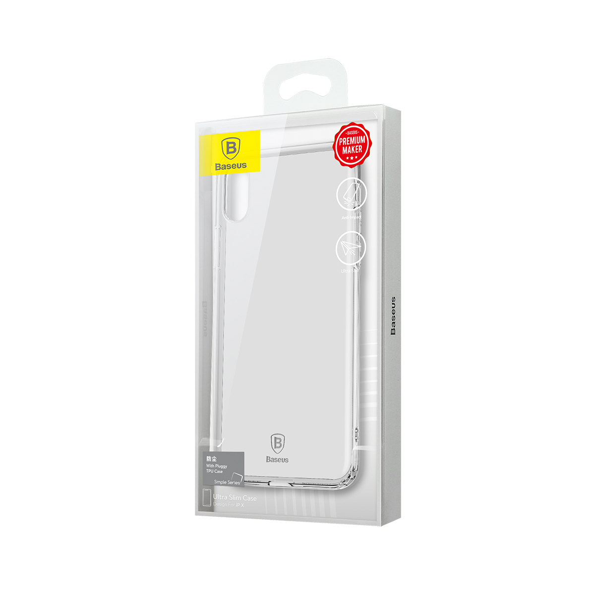 Чехол накладка BASEUS Pluggy TPU для APPLE iPhone X, XS, силикон, цвет прозрачный.