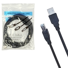 Кабель Am-Bm (AM/BM) для принтера, сканера, USB 2.0, длина 3 метра, цвет черный Кабель Am-Bm (AM/BM) для принтера, сканера, USB 2.0, длина 3 метра, цвет черный