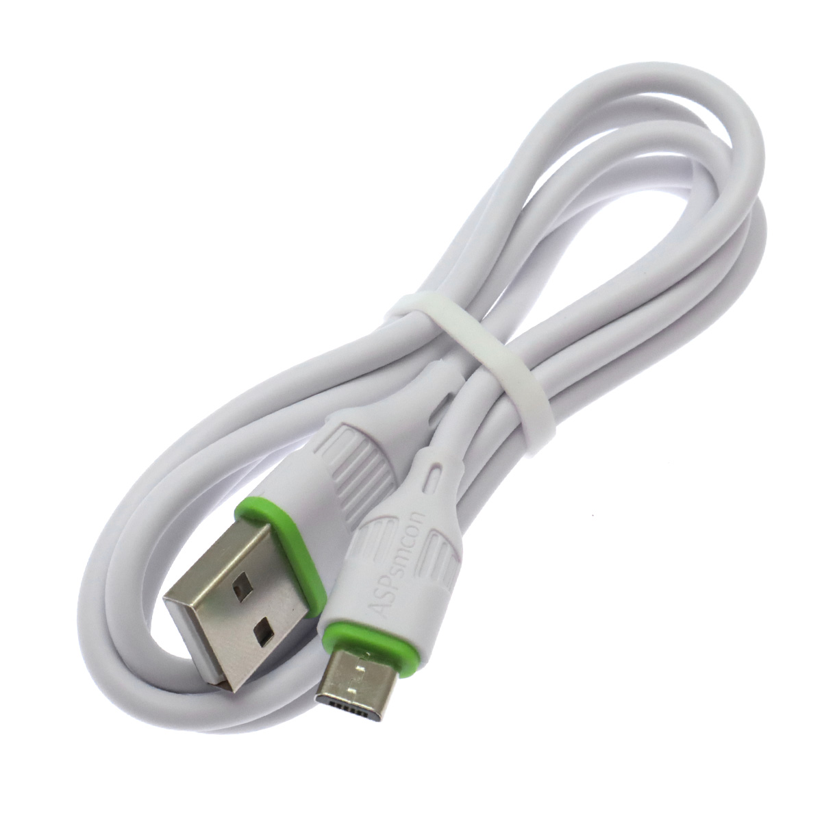 Кабель ASPsmcon A003 V8 Micro USB, 2.1A, длина 1 метр, цвет белый