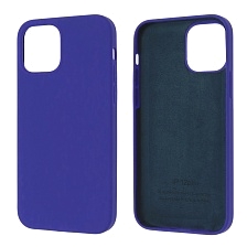 Чехол накладка Silicon Case для APPLE iPhone 12, iPhone 12 Pro, силикон, бархат, цвет космический синий