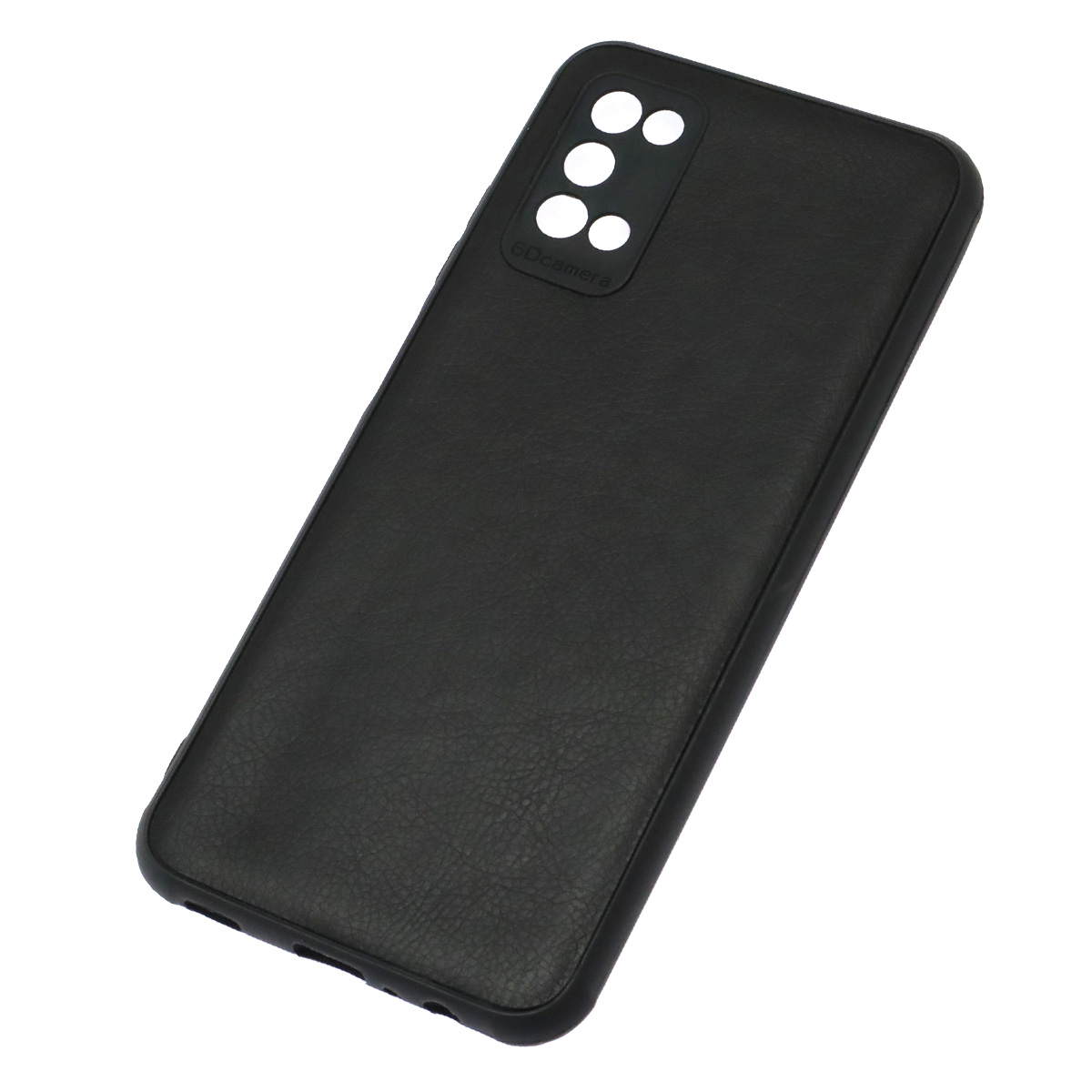 Чехол накладка для SAMSUNG Galaxy A03s (SM-A037F), силикон, текстура кожи, цвет черный