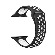 Ремешок для Apple Watch спортивный "Nike", размер 40 mm, цвет чёрный - белый.