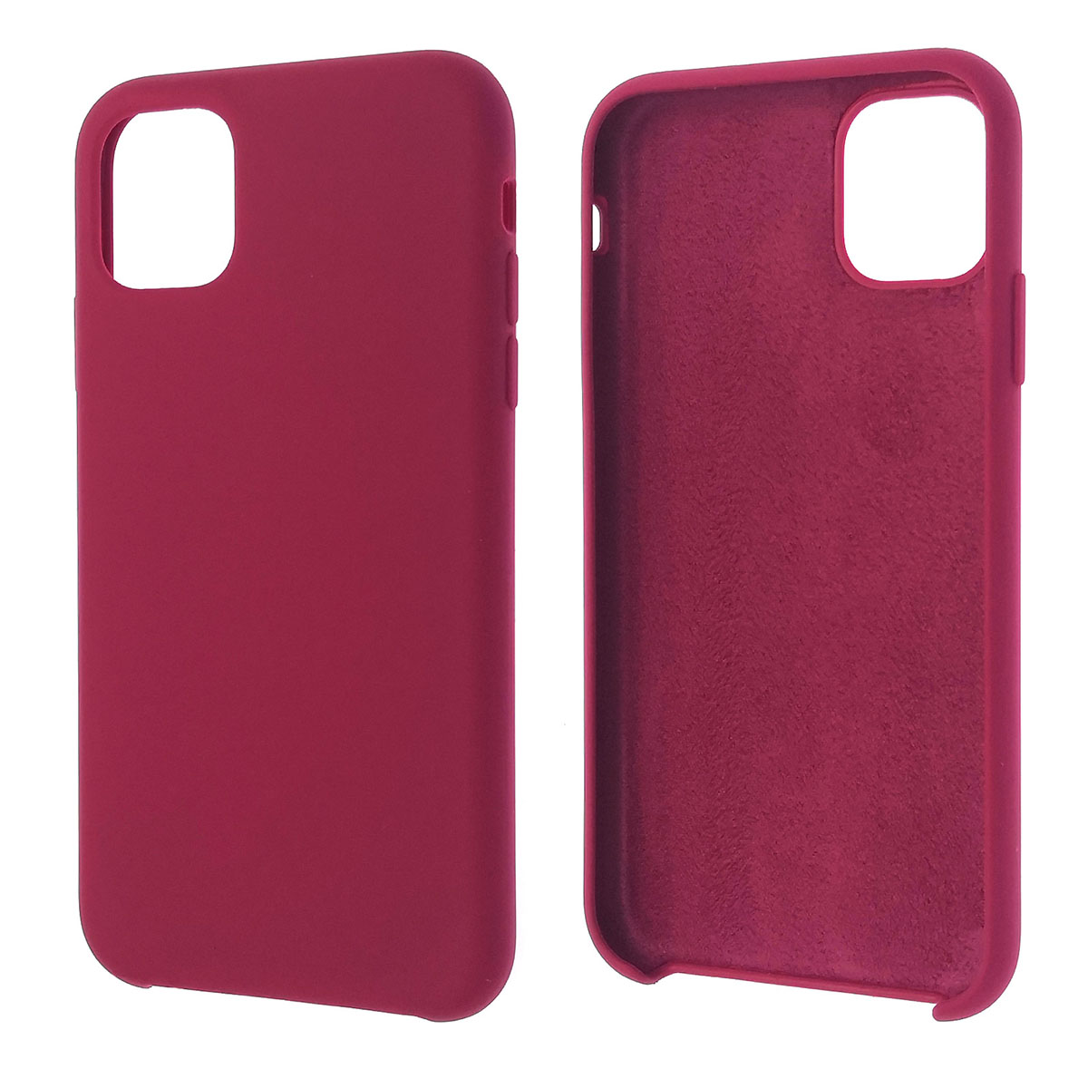 Чехол накладка Silicon Case для APPLE iPhone 11, силикон, бархат, цвет бордовый