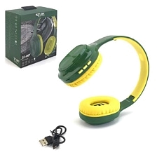 Гарнитура (наушники с микрофоном) беспроводная, полноразмерная, STARK ST-007, цвет зелено желтый