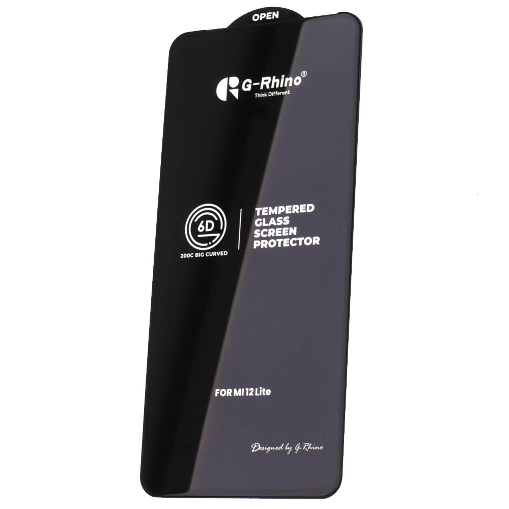 Защитное стекло 6D G-Rhino 200C для XIAOMI 12 LITE, цвет окантовки черный (Тип 2)