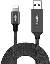Кабель BASEUS CALYW-M01 Artistic Striped Cable Lightning 8 pin, длина 5 метров, цвет черный | Последняя цена