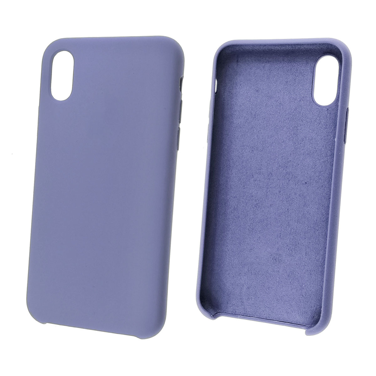 Чехол накладка Silicon Case для APPLE iPhone X, XS, силикон, бархат, цвет фиолетовый.