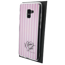Чехол накладка для SAMSUNG Galaxy A8 Plus (SM-A730), силикон, глянцевый, блестки, рисунок Victoria Secret
