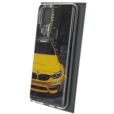 Чехол накладка для SAMSUNG Galaxy A12 (SM-A125), M12 (SM-A125F), силикон, рисунок Желтый BMW