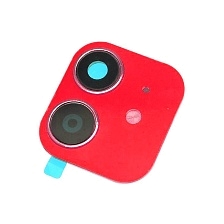 Наклейка на камеру для APPLE iPhone XR (6.1") имитация APPLE iPhone 11 (6.1"), стекло, металл, цвет красный