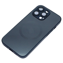 Чехол накладка с поддержкой MagSafe для APPLE iPhone 13 Pro (6.1"), защита камеры, силикон, пластик, цвет темно синий