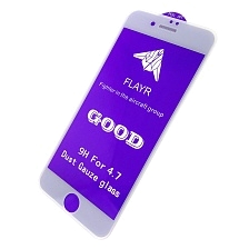 Защитное стекло FLAYR 5D Anti Dust Good для APPLE iPhone 7, iPhone 8, с сеточкой динамике, цвет канта белый.