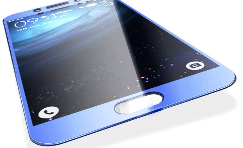 Защитное стекло (тех. упаковка, полное покрытие) Samsung A720F (A7 2017) Синее.