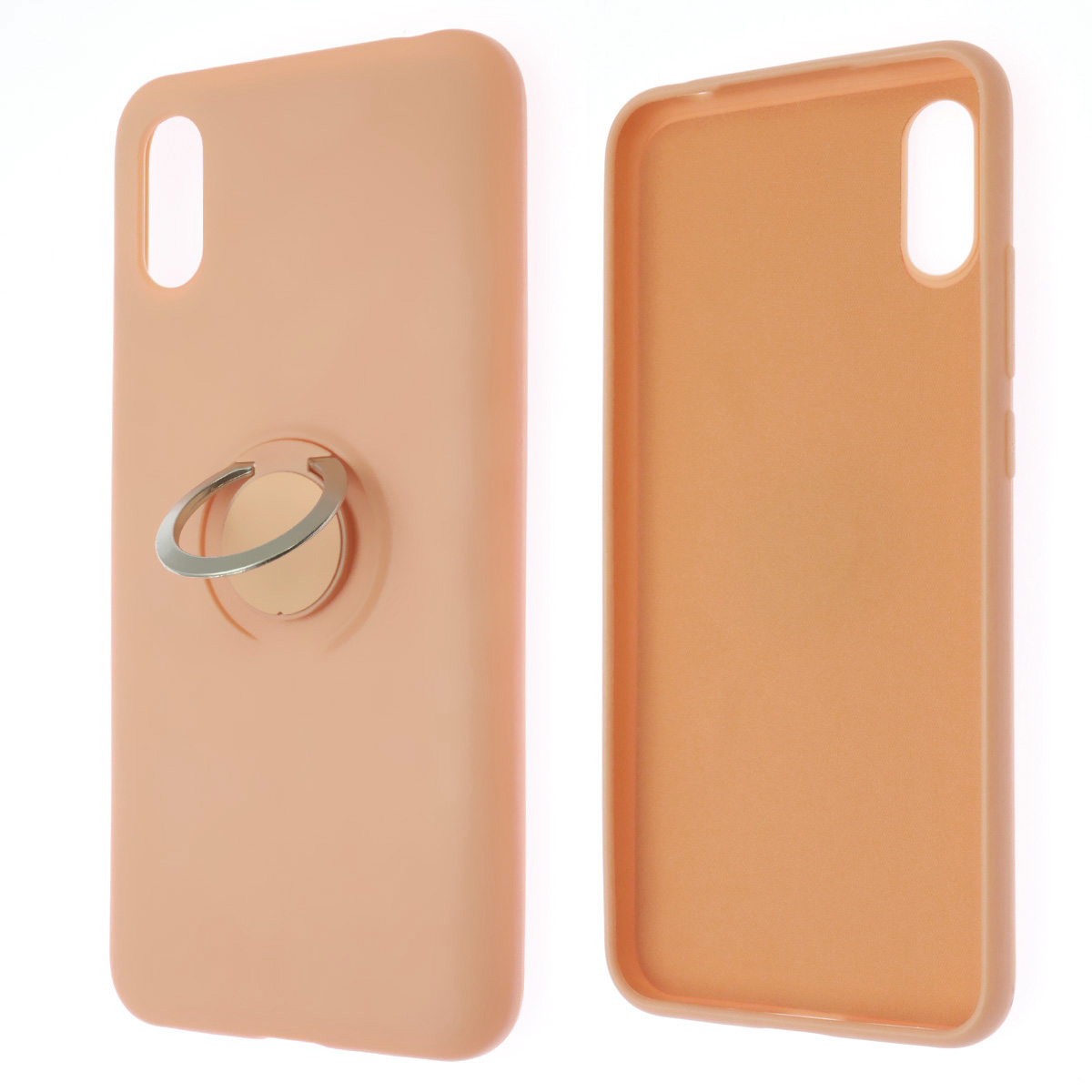 Чехол накладка RING для XIAOMI Redmi 9A, силикон, кольцо держатель, цвет розовый песок