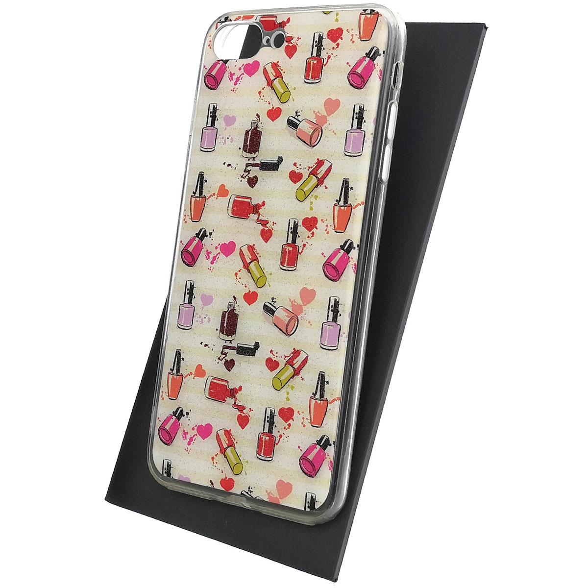 Чехол накладка для APPLE iPhone 7 Plus, iPhone 8 Plus, силикон, блестки, глянцевый, рисунок Лак для ногтей