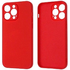 Чехол накладка NANO для APPLE iPhone 14 Pro Max, защита камеры, силикон, бархат, цвет красный