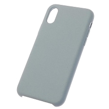 Чехол накладка Silicon Case для APPLE iPhone X, iPhone XS, силикон, бархат, цвет светло серый