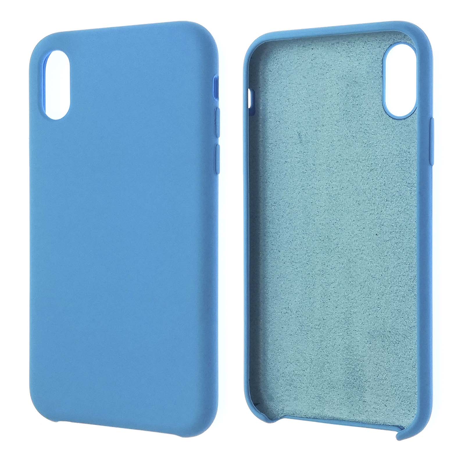 Чехол накладка Silicon Case для APPLE iPhone XR, силикон, бархат, цвет голубой.