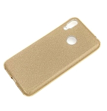 Чехол накладка Shine для HUAWEI Y7 2019, силикон, блестки, цвет золотистый.
