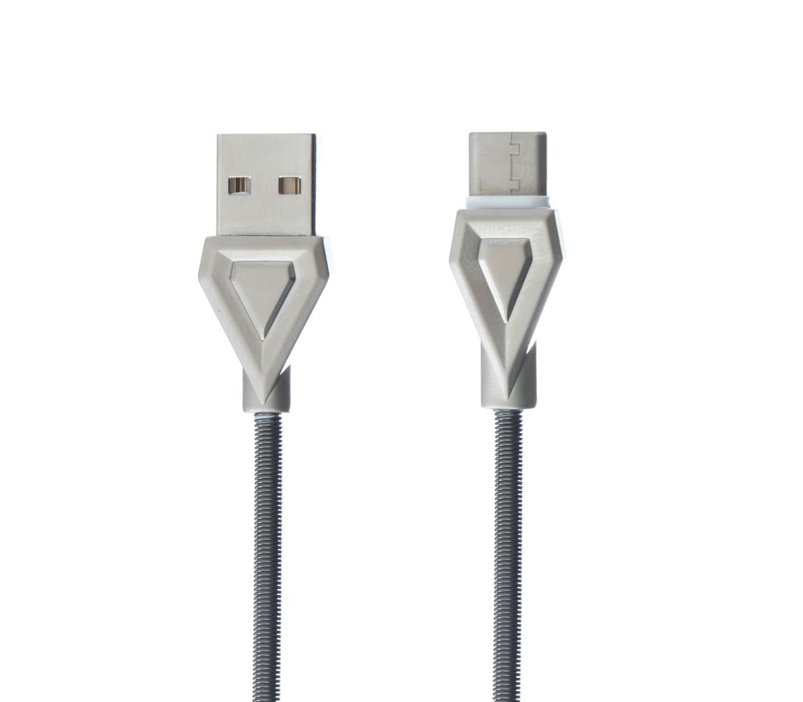 HOCO U25 Дата-кабель Type-C USB Golden Armor Metal Grey, 1м, цвет графитовый.