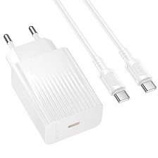 СЗУ (Сетевое зарядное устройство) BOROFONE BAS73A c кабелем Type C на Type C, 20W, длина 1 метр, цвет белый