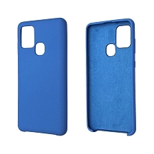 Чехол накладка Silicon Cover для SAMSUNG Galaxy A21S (SM-A217), силикон, бархат, цвет синий.