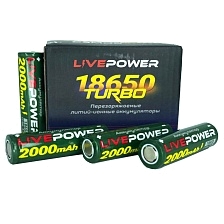 АКБ (Аккумулятор) LIVE-POWER G70 18650 LTE37, с защитой, 3.7V, 2000mah