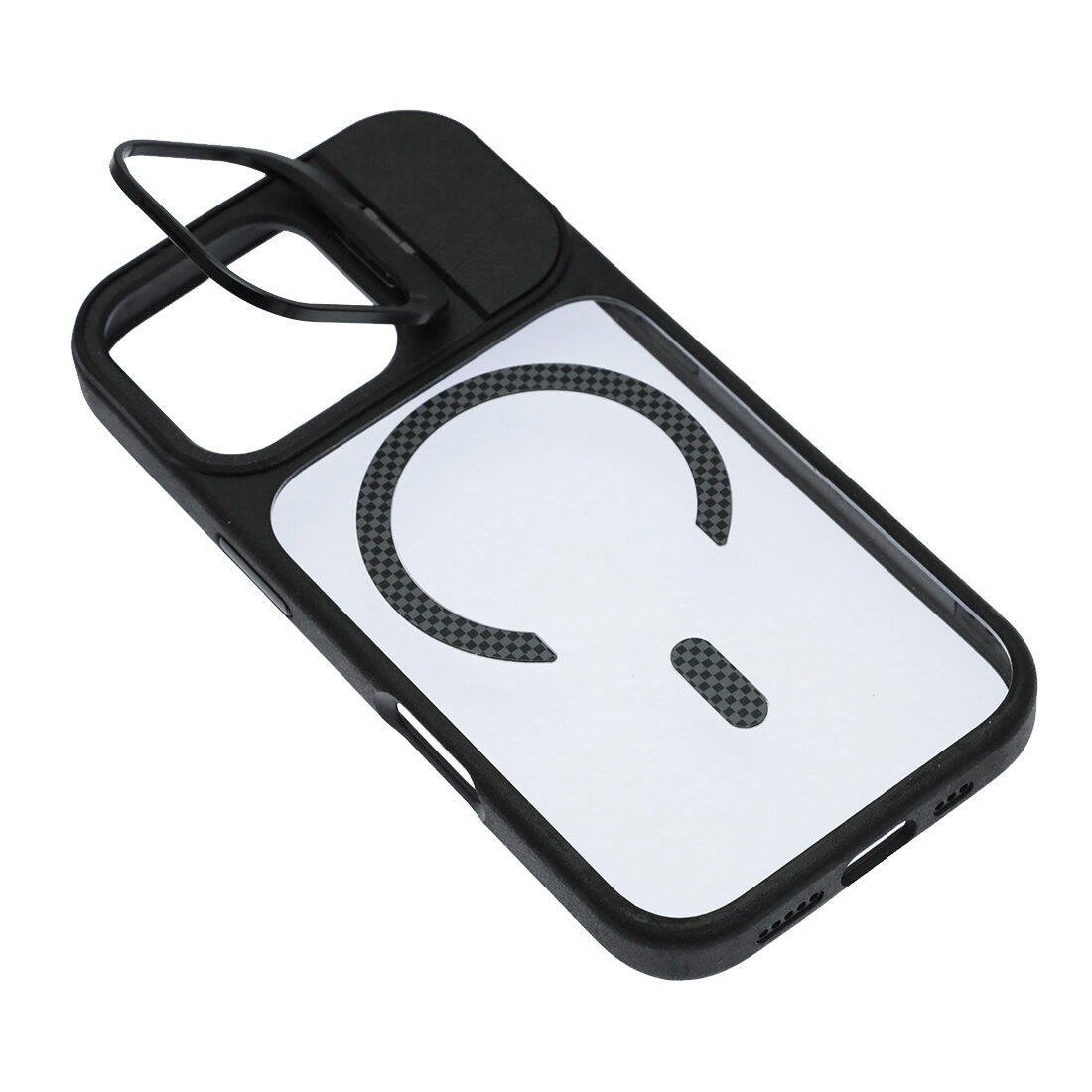 Чехол накладка Cabbeen с поддержкой MagSafe для APPLE iPhone 16 Pro Max, подставка, цвет прозрачно черный