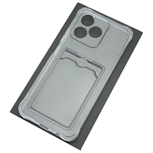 Чехол накладка CARD CASE для Realme C51, C53, силикон, защита камеры, отдел для карт, цвет прозрачный