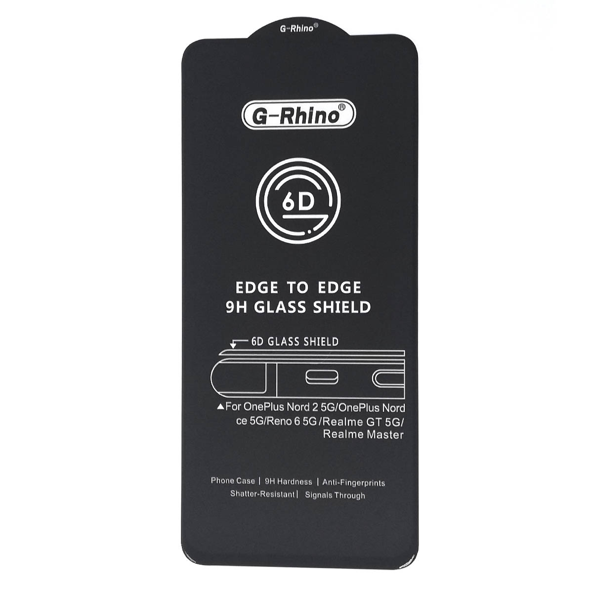 Защитное стекло 6D G-Rhino для OnePlus Nord 2 5G, Realme GT 5G, Realme Master, Realme GT Neo 2T, цвет окантовки черный
