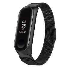 Миланская петля для фитнес трекера Mi Band 3 металлический, цвет черный.