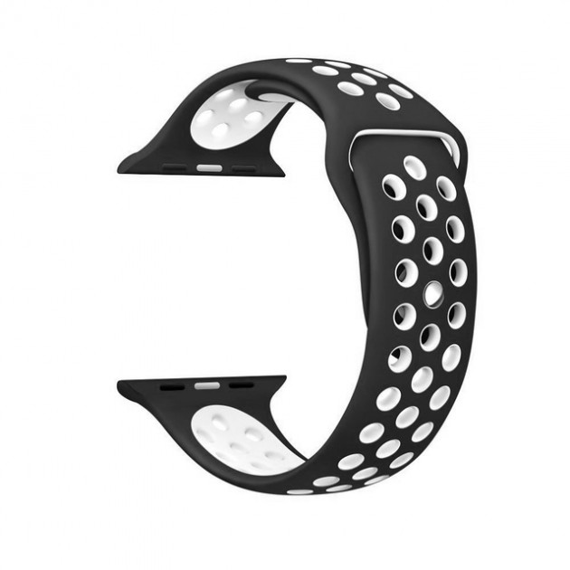 Ремешок для Apple Watch спортивный "Nike", размер 40 mm, цвет чёрный - белый.