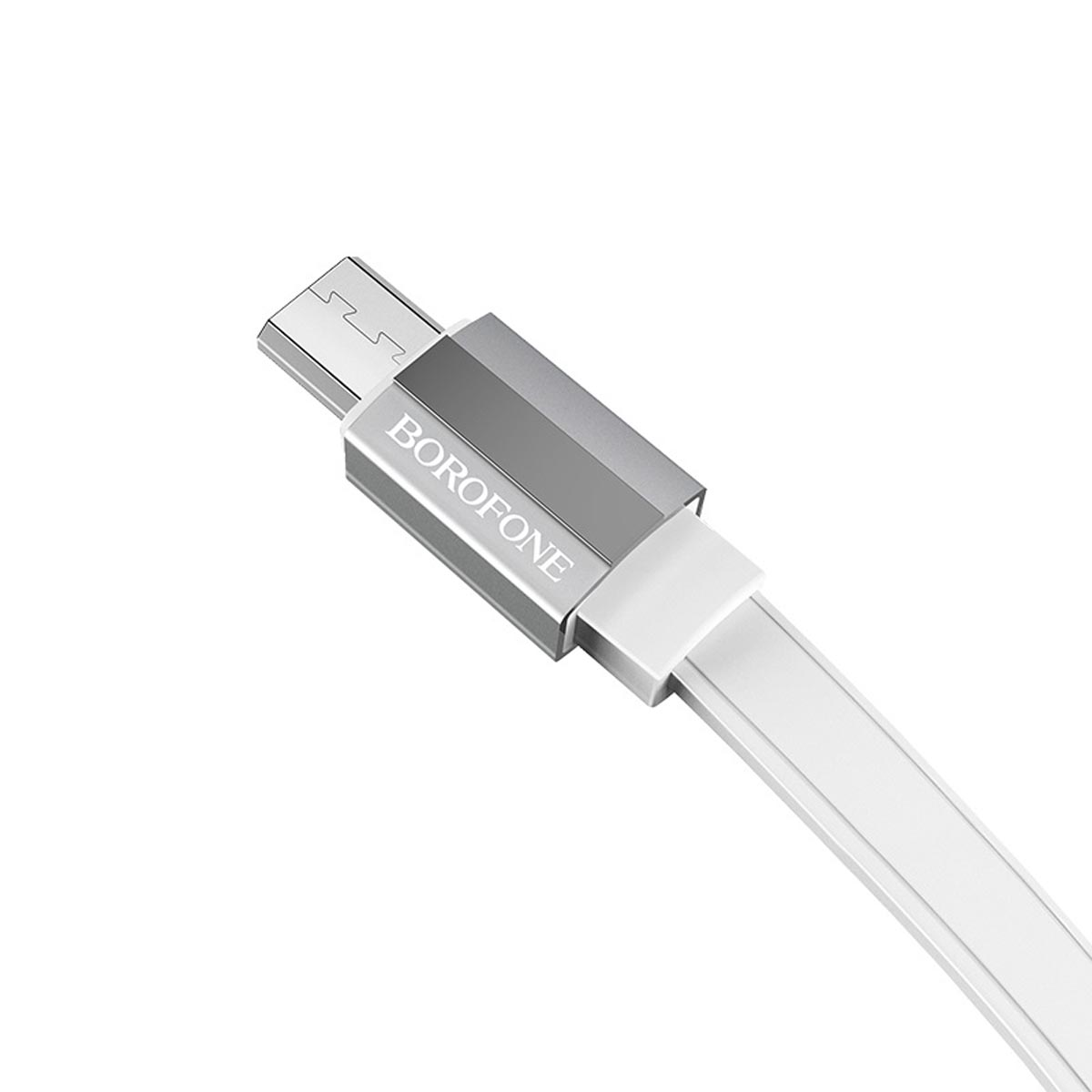 Кабель BOROFONE BU8 Glory Micro USB, 2.4A, длина 1.2 метра, силикон, плоский, цвет белый